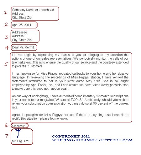 formal letter layout sample. business letter format